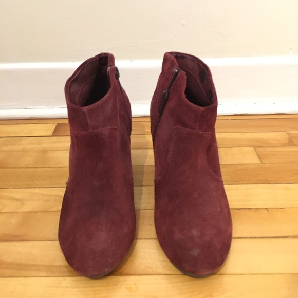Wine Coloured Suede Booties (size 7) - Picture 1 of 3